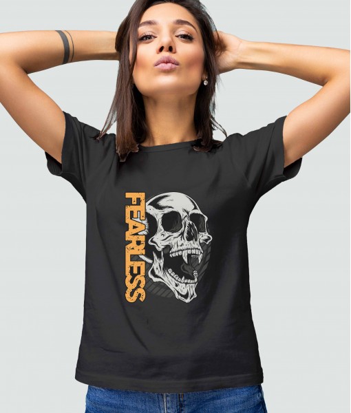 Дамска тениска с щампа Готика Fearless skull - TShirtArtShop.com